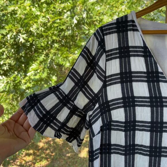 Madewell Leighton Navy And White Plaid Mini Dress Size 8 - Picture 5 of 10